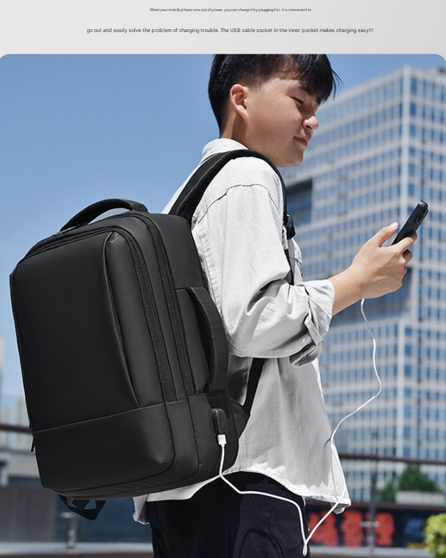 Blue Expandable Business Laptop Backpack with USB Charging Port - Large Capacity Work & Travel Bag for 15.6 Inch Laptops