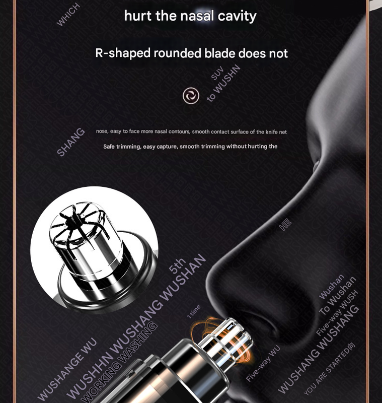 White Painless Electric Nose & Ear Hair Trimmer - USB-C Rechargeable Grooming Tool with LED Battery Display for Men and Women