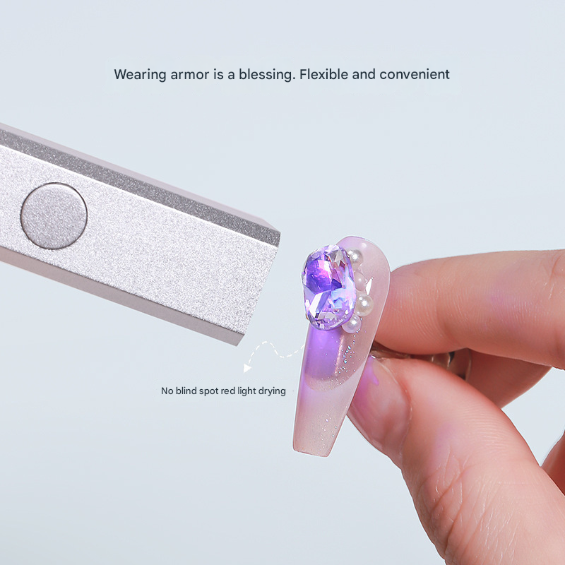 Silver Handheld UV LED Nail Curing Pen - Portable USB-C Rechargeable Light for Fast-Drying Gel Polish & Nail Art