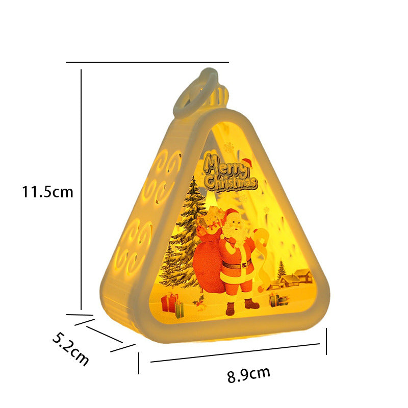 White Santa Claus Charming Christmas Scene Mini Lanterns (Set of 3) - Battery Operated LED Lights for a Cozy Holiday Glow