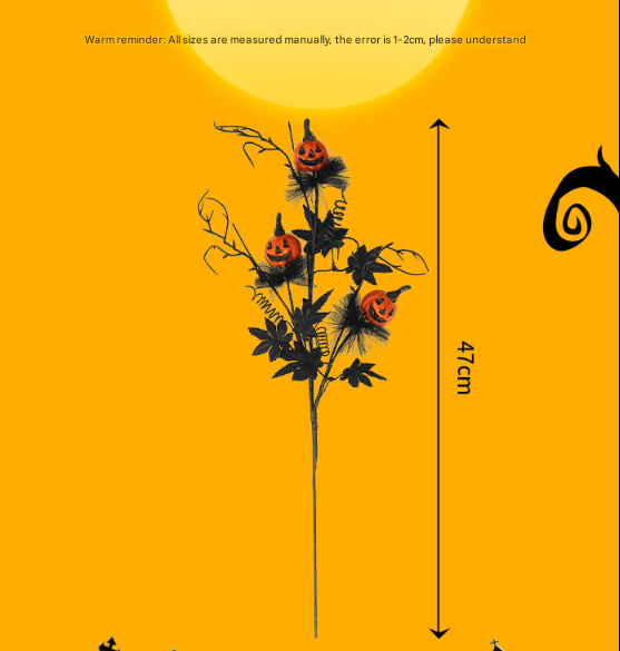 Halloween Black Twig & Pumpkin Stems (2-Pack) - Artificial Floral Picks for Spooky Arrangements