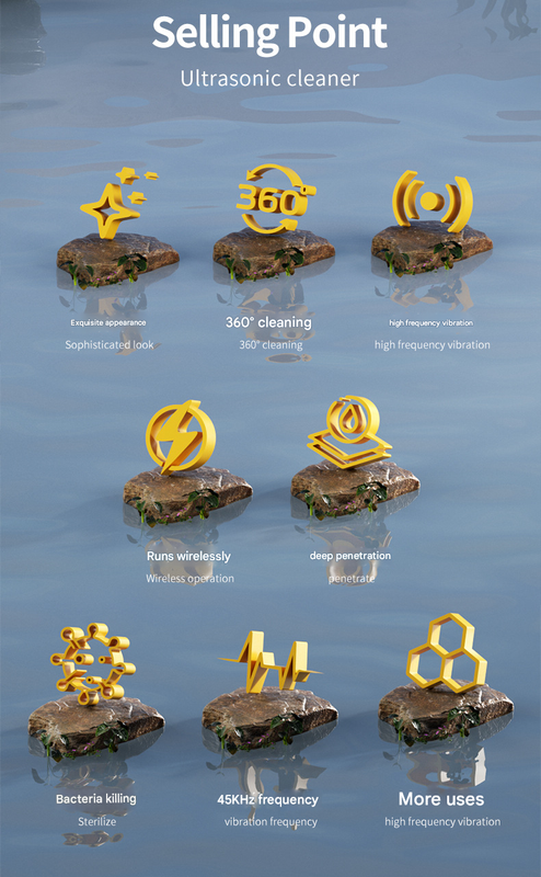 Silver Portable Ultrasonic Cleaner - 45kHz Professional High-Frequency Cleaning Machine for Jewellery, Glasses, Watches, and Makeup Brushes