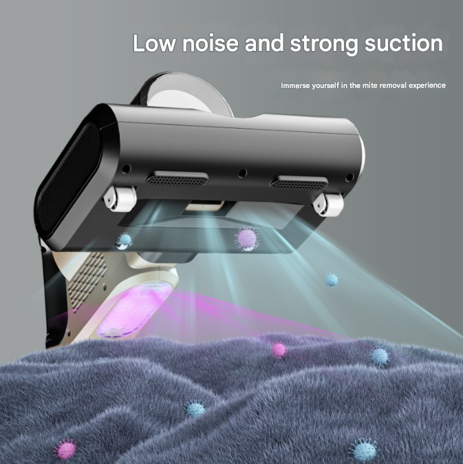 Khaki High-Power Wireless UV Sterilization Mite Removal Vacuum Cleaner - Powerful Suction and Deep Cleaning for Home Use