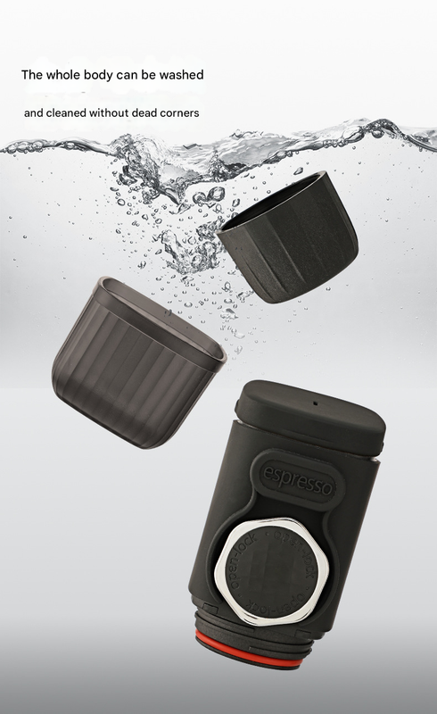 White Portable Hand Press Espresso Machine - Compatible with Espresso Capsules and Ground Coffee for Home, Travel, and Outdoor Use