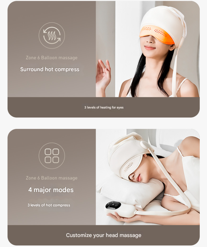 Electric Head Massage Hat with Inflatable Airbags - 6-Zone Scalp Therapy for Relaxation and Sleep Aid