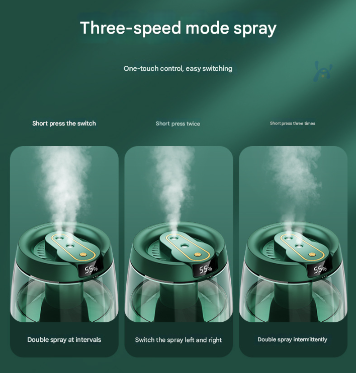 Green 3.5L Smart Cool Mist Humidifier with Dual Nozzle & Digital Display - Ultra-Quiet Air Purifier