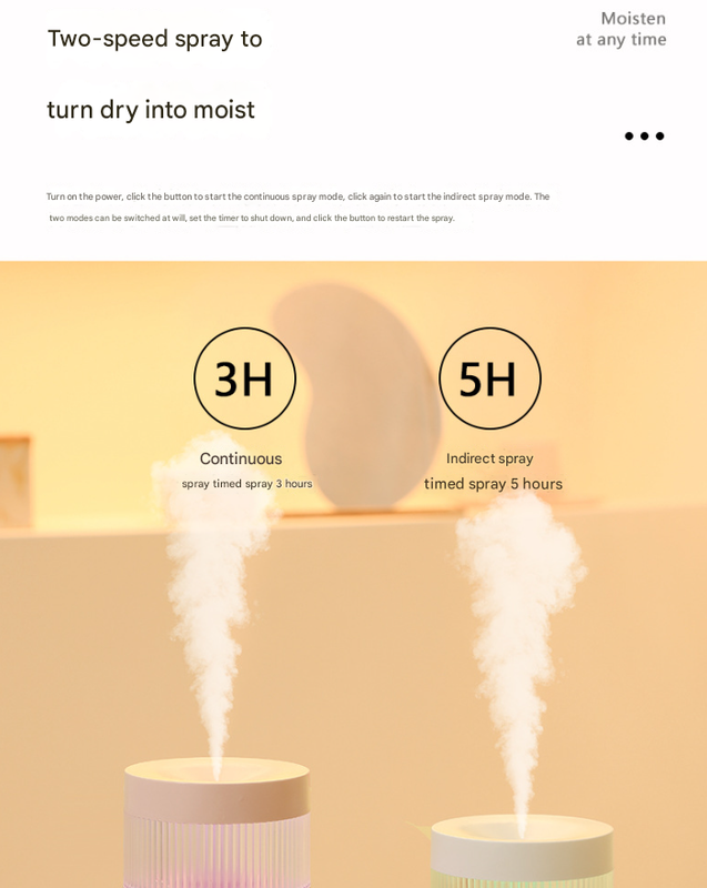 2-Piece Grey Mini Desktop Humidifier - Portable Mist Maker for Home and Car Use