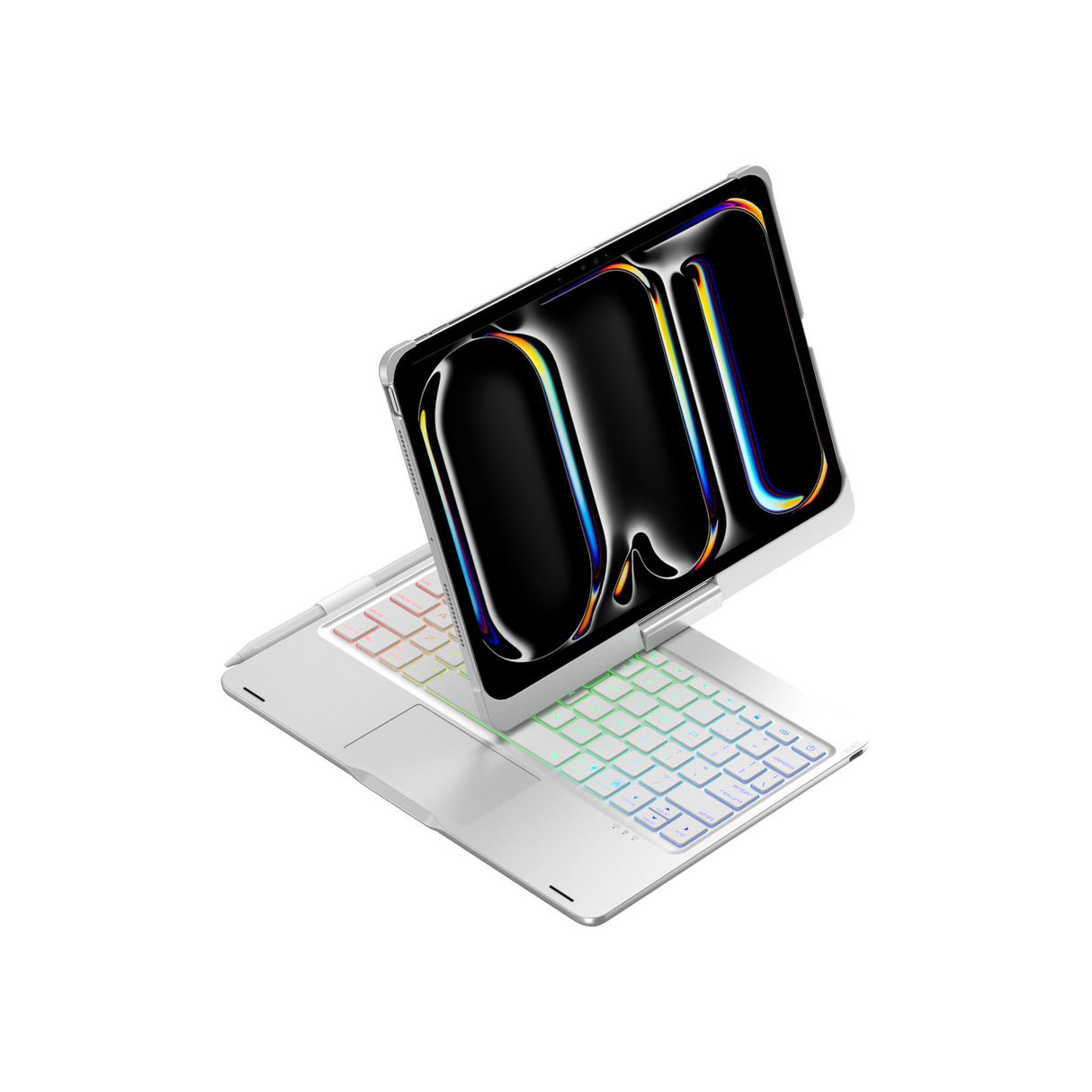 Silver Magic Keyboard Case for ipad Air6/Air7 11-inch, Bluetooth Keyboard with RGB Backlight & Precision Trackpad