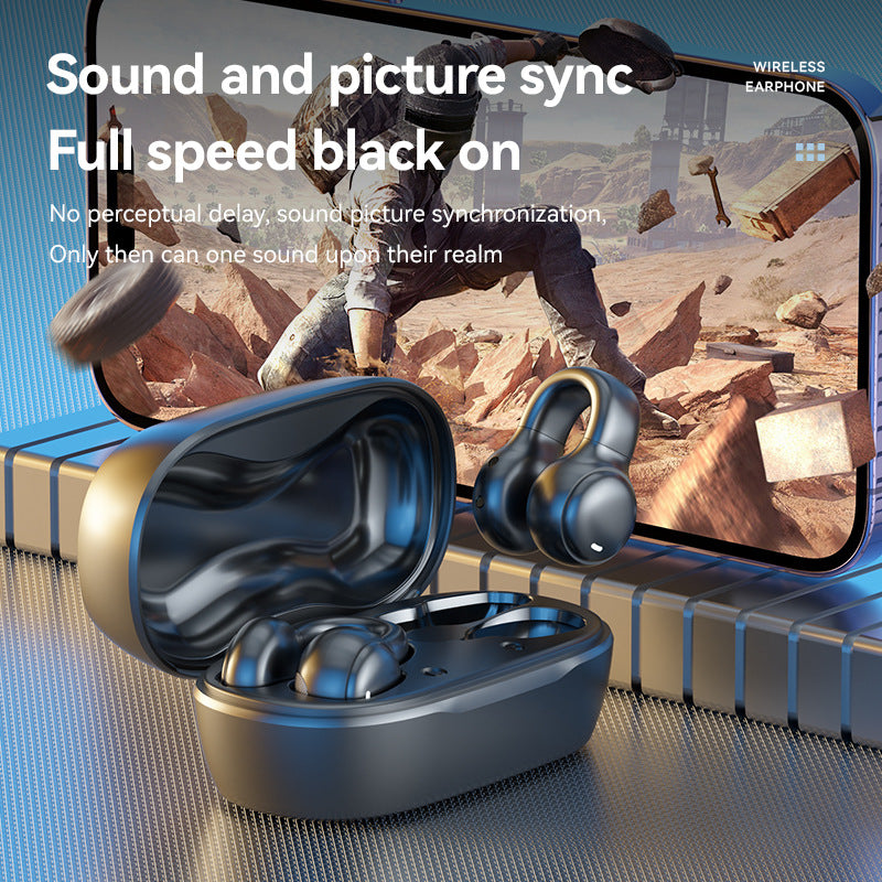 Skin color Open-Ear Ear-Clip Wireless Earbuds, Bluetooth 5.3 Headphones with LED Digital Display, Hi-Fi Stereo Sound & HD Mic for Sports and Calls
