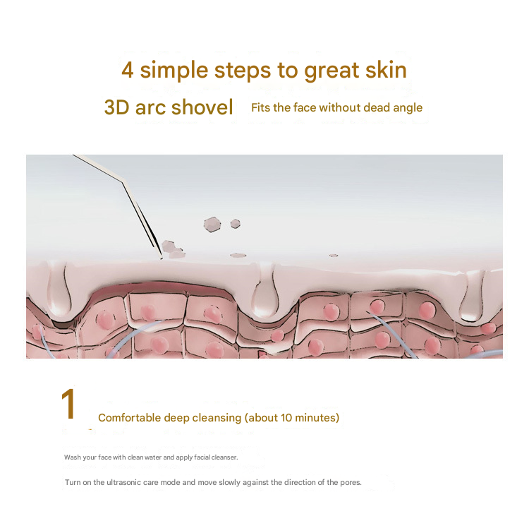 Pink Professional Ultrasonic Skin Scrubber - 4-in-1 Facial Spatula for Deep Cleaning, Blackhead Removal, and EMS Lifting