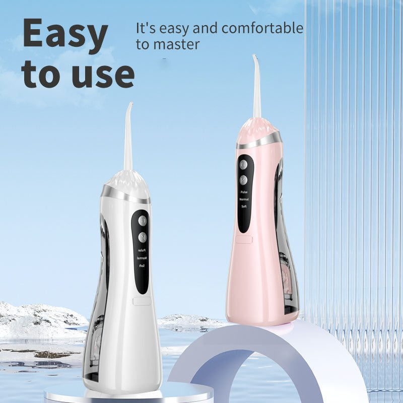 White Cordless Water Flosser & Oral Irrigator - Portable Teeth Cleaner with 3 Modes & 4 Jet Tips