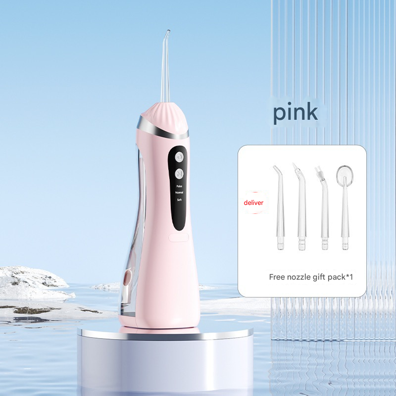 Pink Cordless Water Flosser & Oral Irrigator - Portable Teeth Cleaner with 3 Modes & 4 Jet Tips