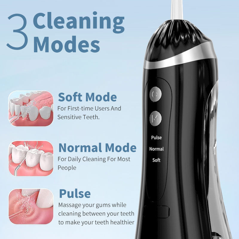 Pink Cordless Water Flosser & Oral Irrigator - Portable Teeth Cleaner with 3 Modes & 4 Jet Tips
