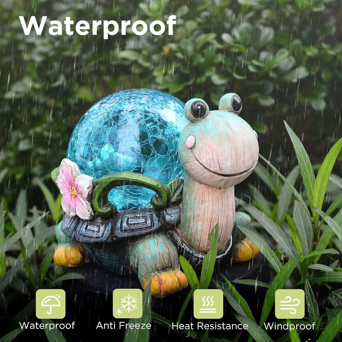 Crystal Ball Dog Charming Solar-Powered Animal Garden Statue - Waterproof Resin Figurine with Glowing LED Accents