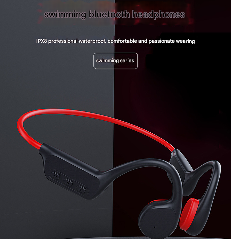 White orange IPX8 Waterproof Swimming Headphones - Bone Conduction with 32GB MP3 Player