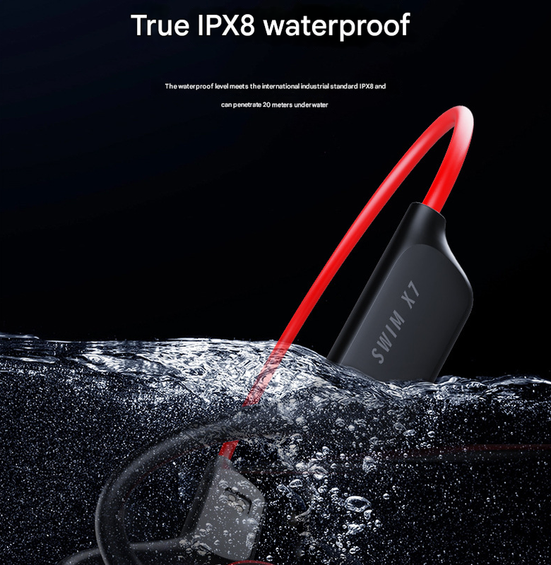 Black IPX8 Waterproof Swimming Headphones - Bone Conduction with 32GB MP3 Player
