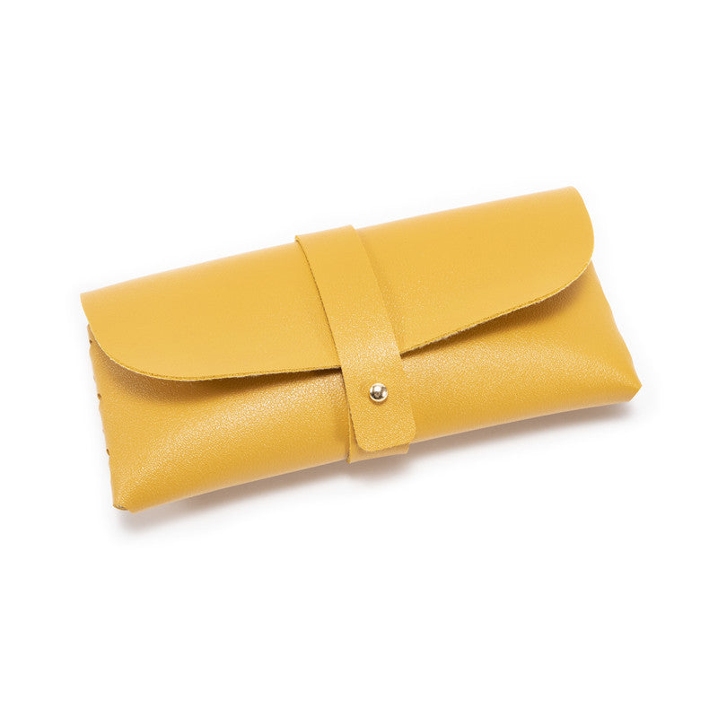 3-Pieces Yellow Chic & Sleek PU Leather Soft Eyeglass Case - Protective Pouch for Sunglasses & Reading Glasses