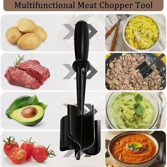 3-pieces Green Premium Heat Resistant Meat Chopper - Ground Meat Masher Utensil for Hamburger & Non-Stick Pans