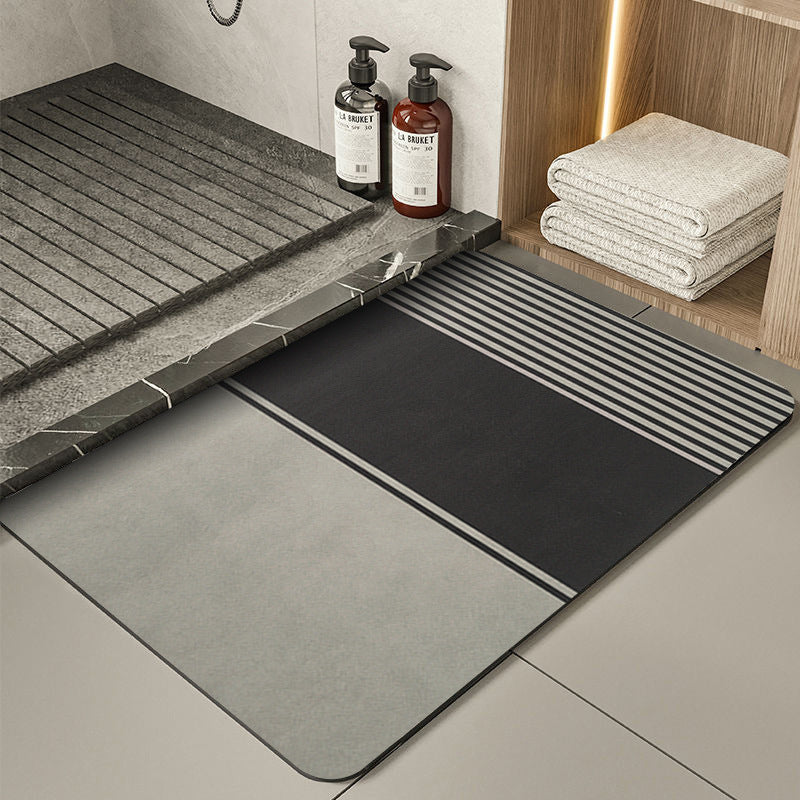 Grey Polarization reversal Modern Absorbent Diatomaceous Earth Bath Mat - Quick Dry, Non-Slip, Soft Bathroom Floor Mat