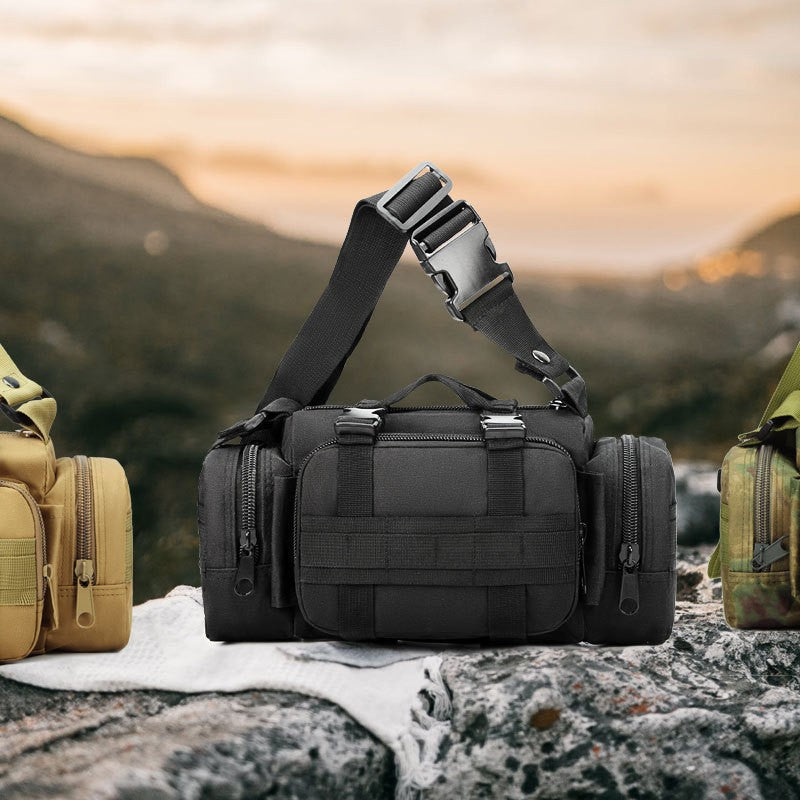 Black Tactical Outdoor Waist Bag - Durable Multi-functional Crossbody Shoulder Pack for Men & Women