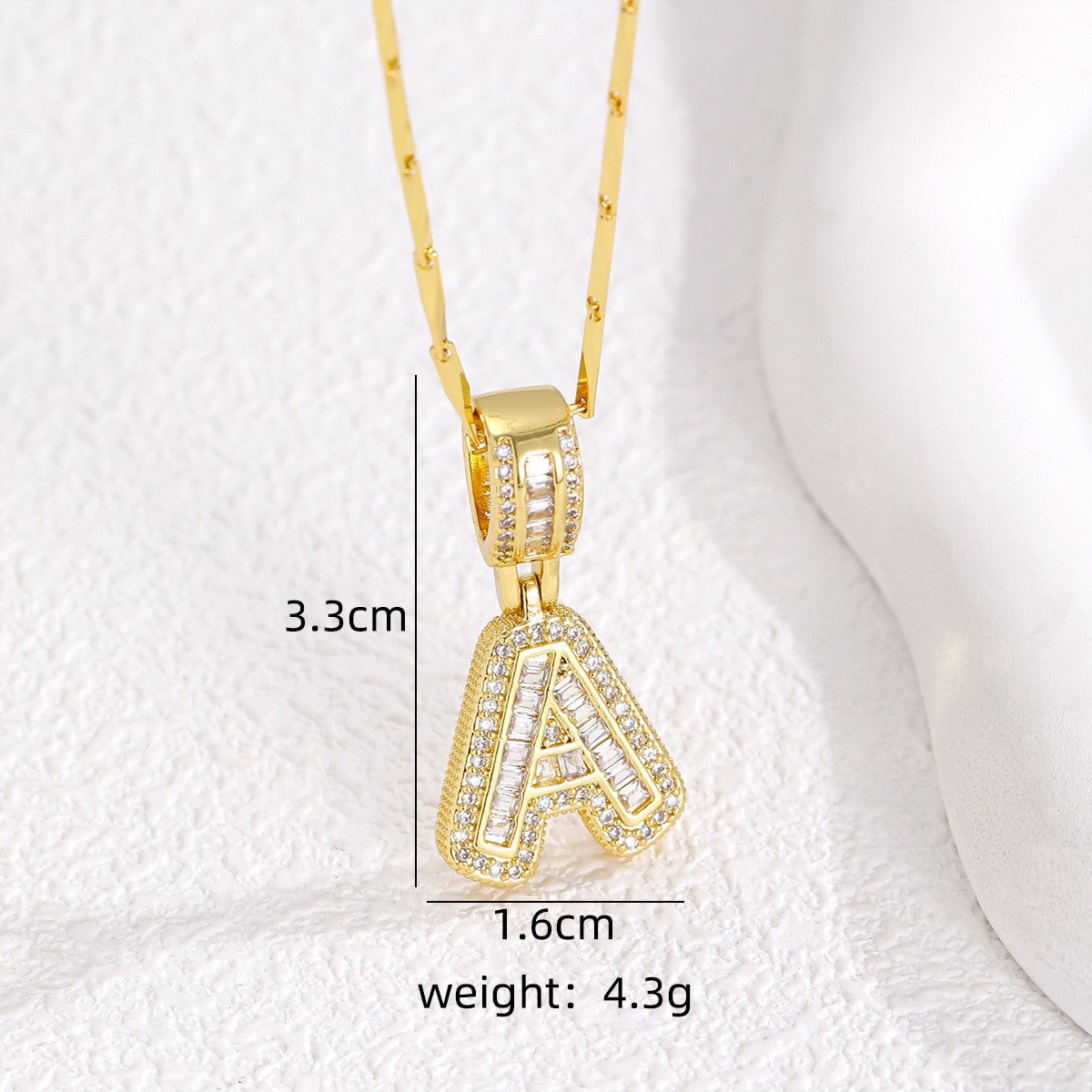 Sparkling Cubic Zirconia Initial Letter Necklace Set - Gold Plated Two-Piece Design(C)