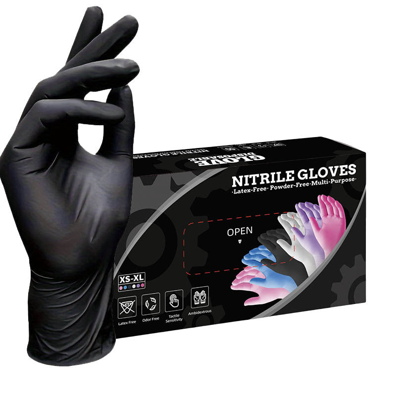 50 Pairs Black Premium Disposable Nitrile Gloves - Powder-Free, Latex-Free & High-Elasticity for Multi-Purpose Use(L)