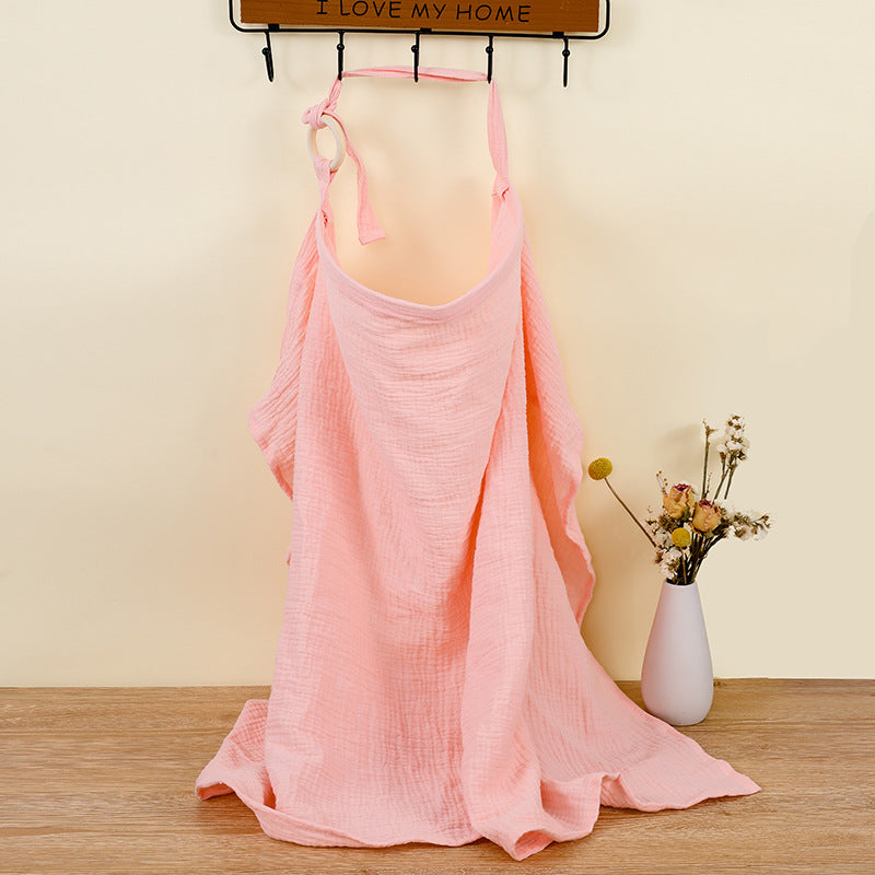 Pink Soft Muslin Cotton Nursing Cover - Breathable Breastfeeding Apron for Privacy