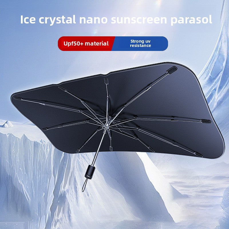 Small size Foldable Car Windshield Sun Shade Umbrella - Ultimate UV & Heat Blocker for Interior Protection