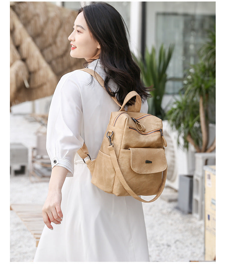 Stylish Women's PU Leather Backpack - Versatile Shoulder Bag with Multiple Pockets(Pink)