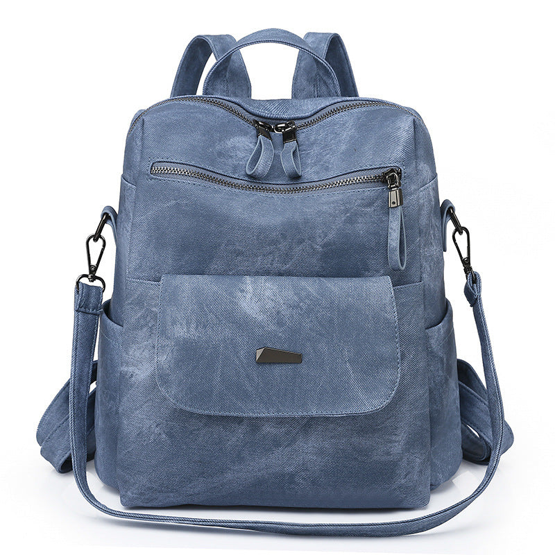 Stylish Women's PU Leather Backpack - Versatile Shoulder Bag with Multiple Pockets(Blue)