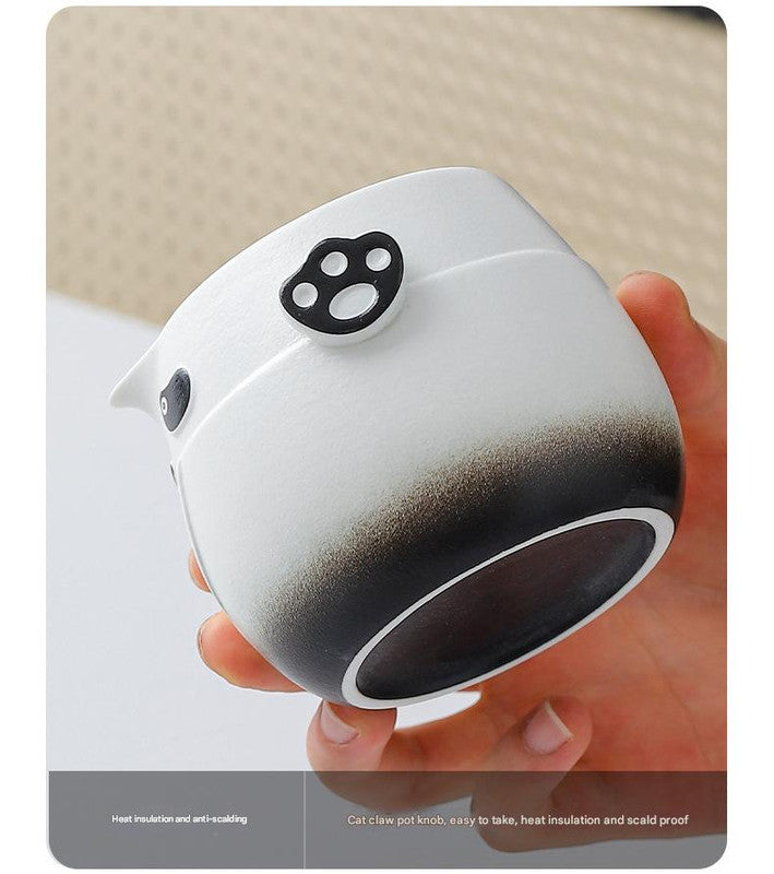 Adorable Panda Design Ceramic Tea Infuser Mug Set - 310ml Travel Crackle Glaze Cup with Lid & Strainer(green)
