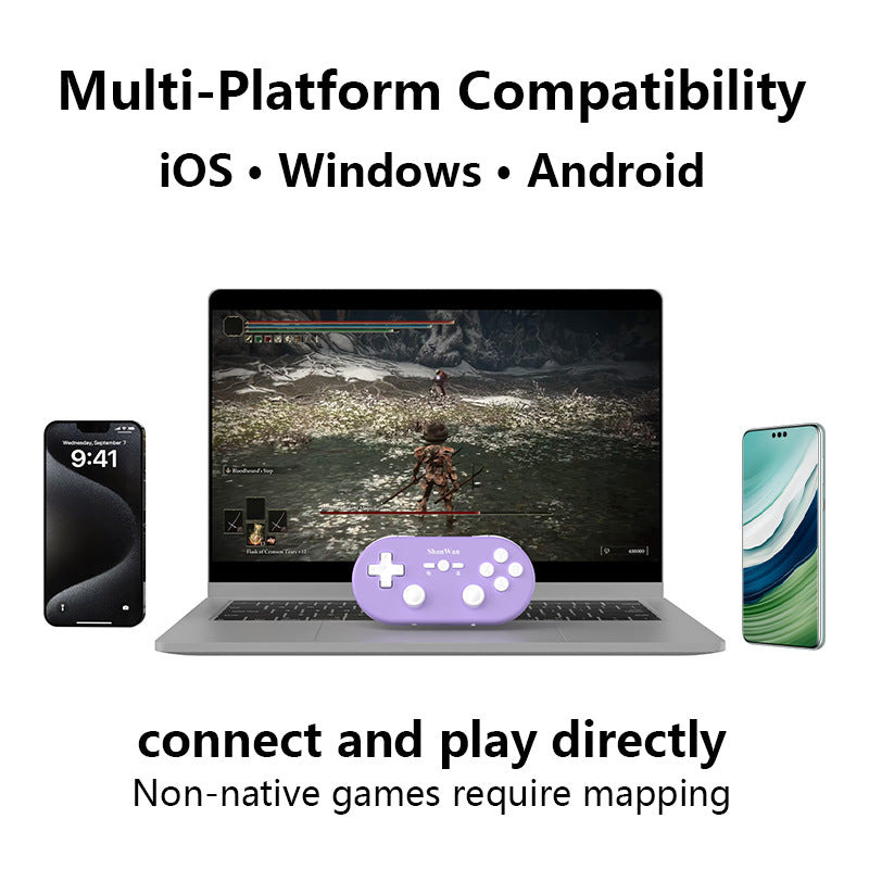 Slim Portable Wireless Game Controller - Multi-Platform for iOS/Windows/Android, 800Hz Dual Hall Sensing(purple)