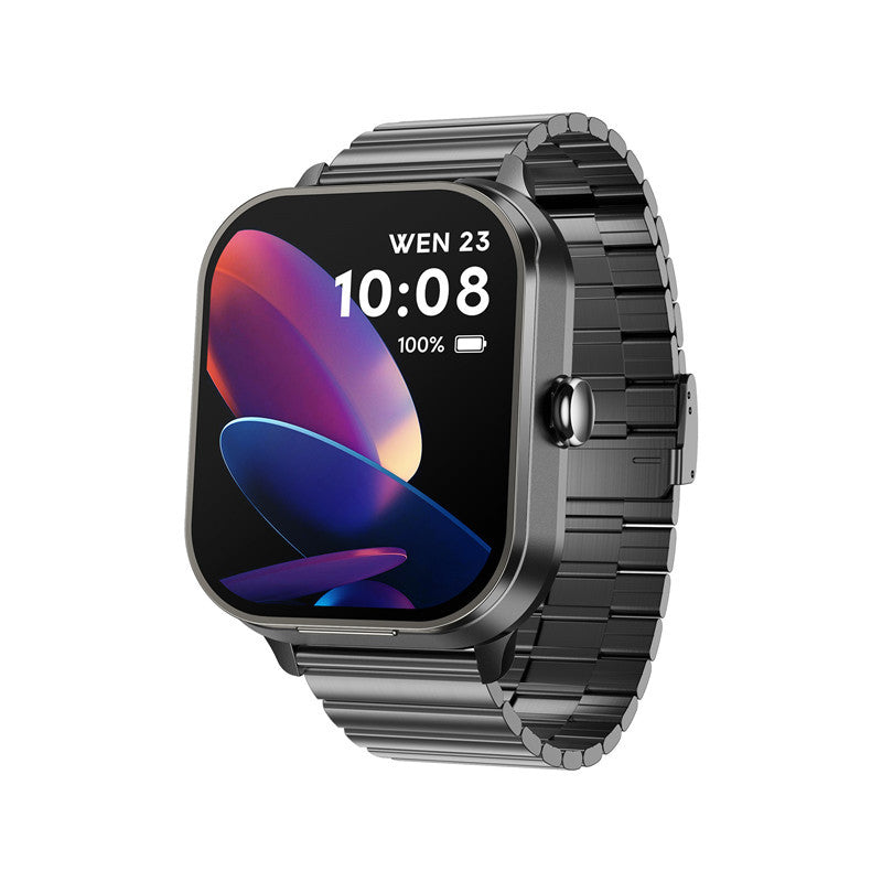 Smartwatch with Built-in TWS Earbuds & Silicone Sleeve - 2.01 HD Screen Health Monitoring Bluetooth Calls & Music(Black steel belt)