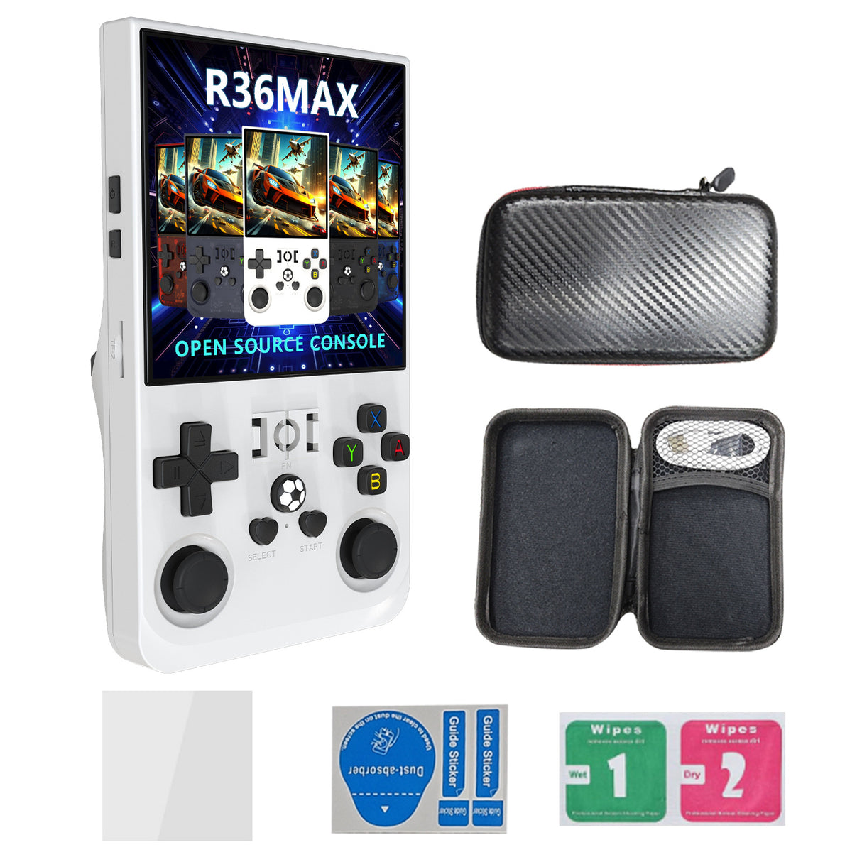 R36MAX Handheld Retro Game Console - 4.0 IPS Screen Open Source Linux 4000mAh Battery 30+ Emulators(white)