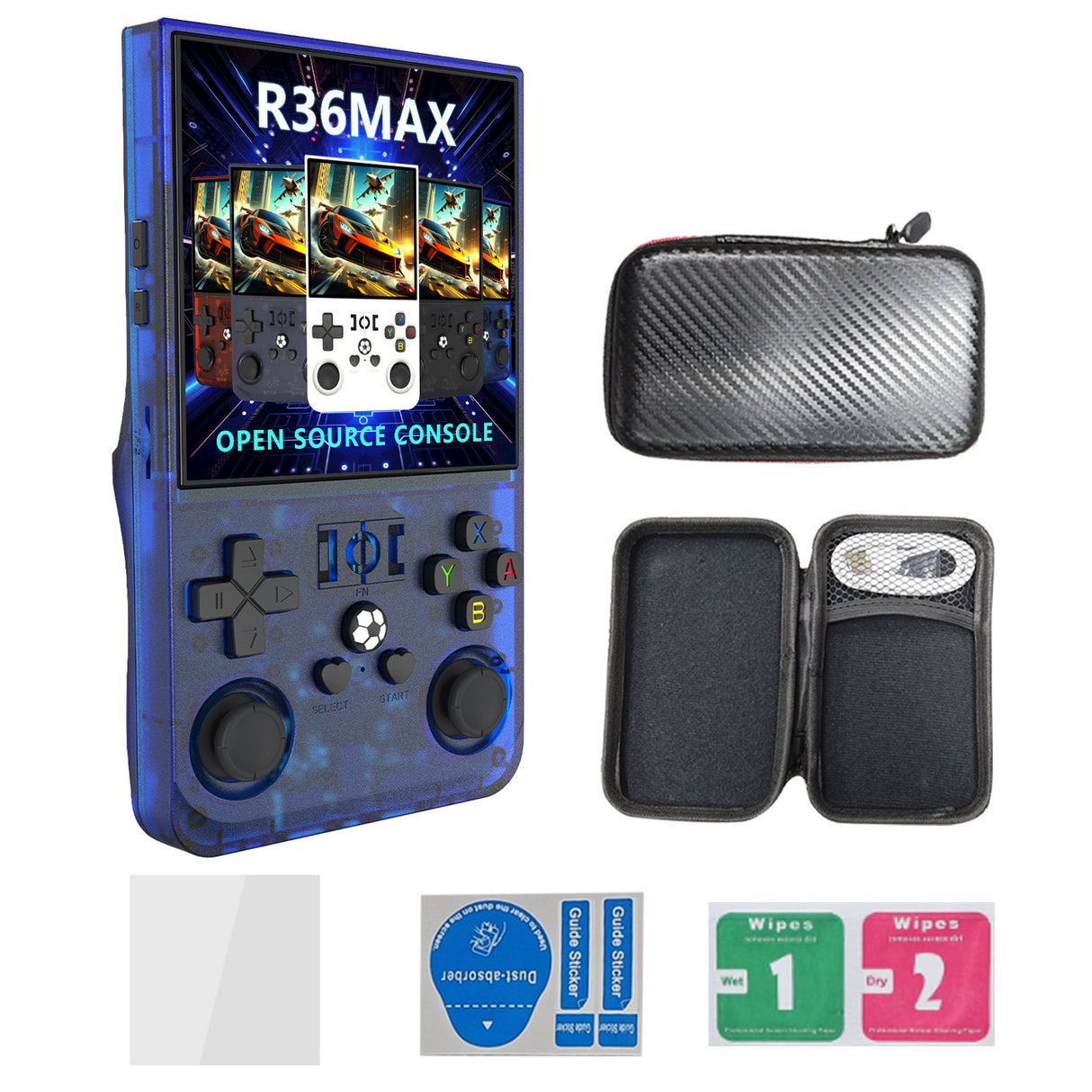 R36MAX Handheld Retro Game Console - 4.0 IPS Screen Open Source Linux 4000mAh Battery 30+ Emulators(blue)