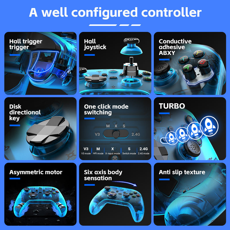 G6 Pro Wireless Gaming Controller - Hall Joysticks & Triggers, Multi-Platform, Six-Axis Gyro, Turbo & Macro(grey)