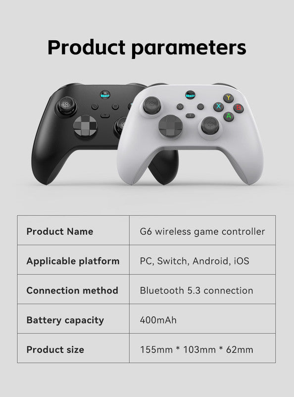 G6 Pro Wireless Gaming Controller - Hall Joysticks & Triggers, Multi-Platform, Six-Axis Gyro, Turbo & Macro(blue)