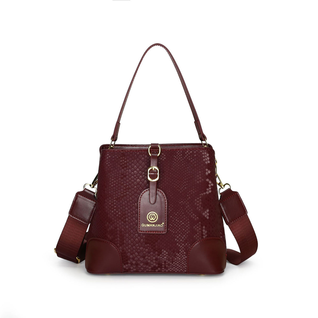 Elegant Textured Bucket Bag - Versatile Shoulder, Handheld & Crossbody Design(red)