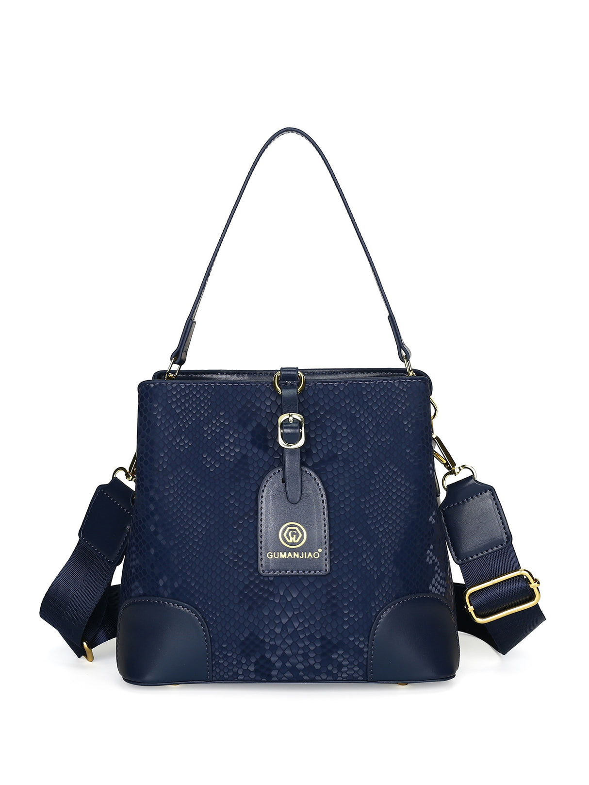 Elegant Textured Bucket Bag - Versatile Shoulder, Handheld & Crossbody Design(blue)