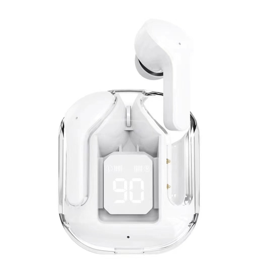 Transparent Capsule TWS Earbuds with LED Digital Display - Bluetooth 5.3, IPX4 Waterproof, Type-C Charging(white)
