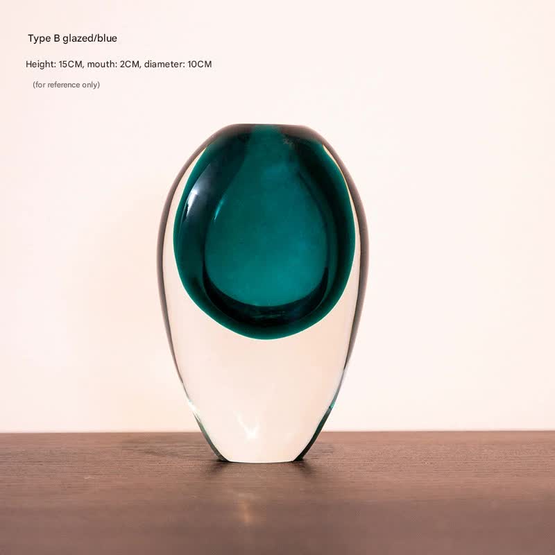Artistic Teardrop Glass Vase - Handcrafted Glazed Finish for Hydroponics & Floral Decor(blue)