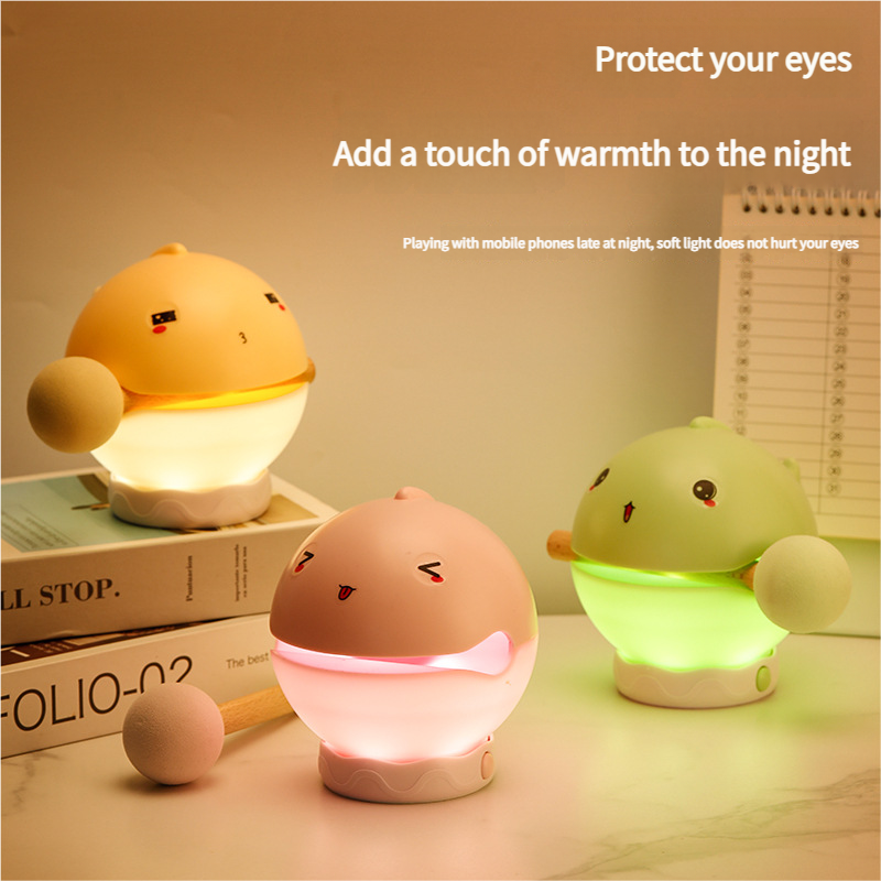 Portable rechargeable tapping control night light- 3-Level Dimmable Bedside Lamp(pink)