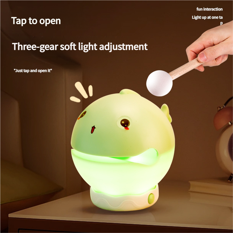 Portable rechargeable tapping control night light- 3-Level Dimmable Bedside Lamp(pink)