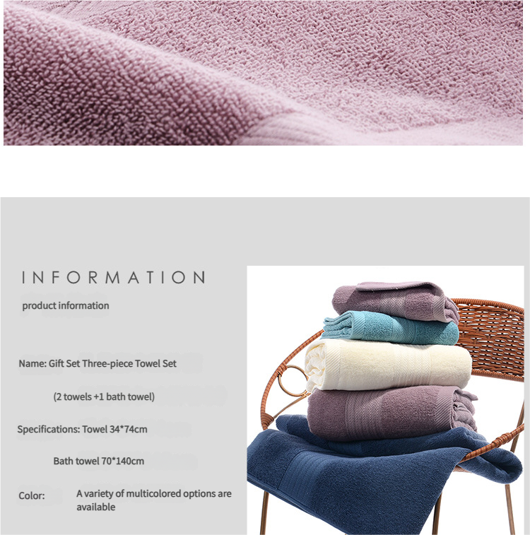 Premium Long-Staple Cotton Towel Set - 2 Hand Towels & 1 Bath Towel Gift Bundle(yellow)