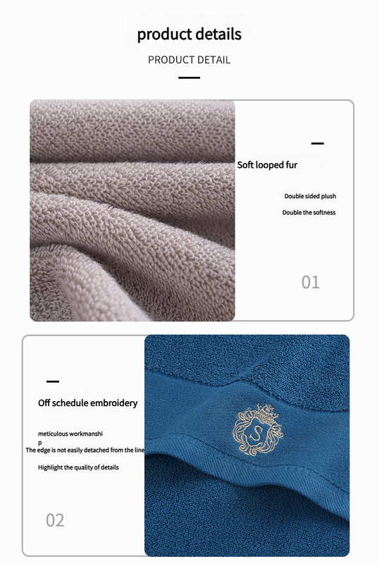 Premium Absorbent Cotton Towel Set - Soft Bath & Hand Towels with Double-Sided Plush(light gray)