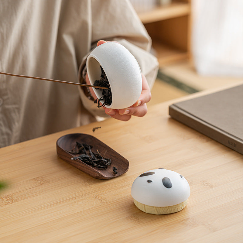 Artisanal Animal-Shaped Ceramic Tea Storage Jar with Gift Box - 140ml Capacity, Textured Finish(white)