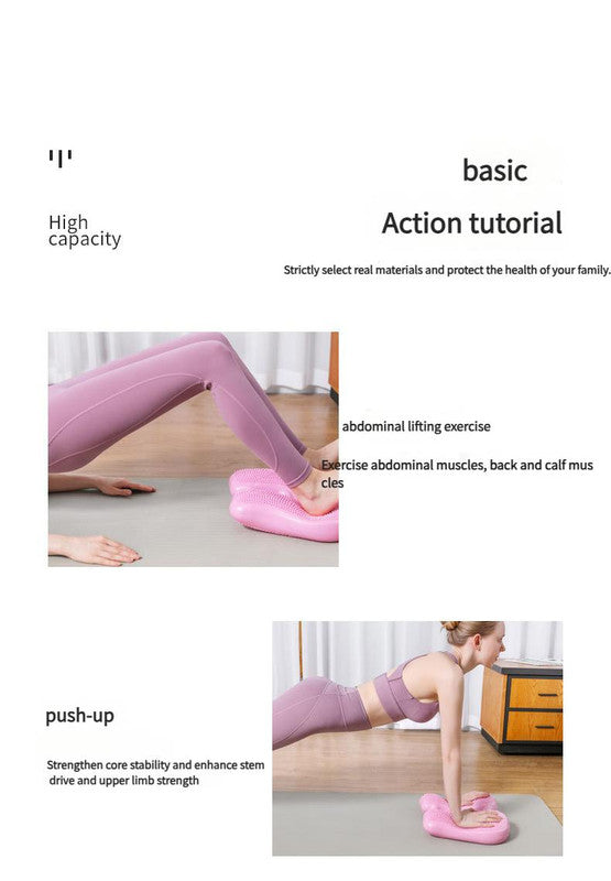 Dual-Side Textured Fitness Balance Board - Core Strengthener with Anti-Slip Massage Surface(pink)