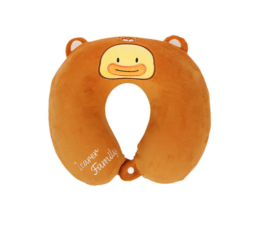 2-in-1 Convertible Eye Mask & Travel Neck Pillow Set - Plush Fabric with Snap Closure(brown)