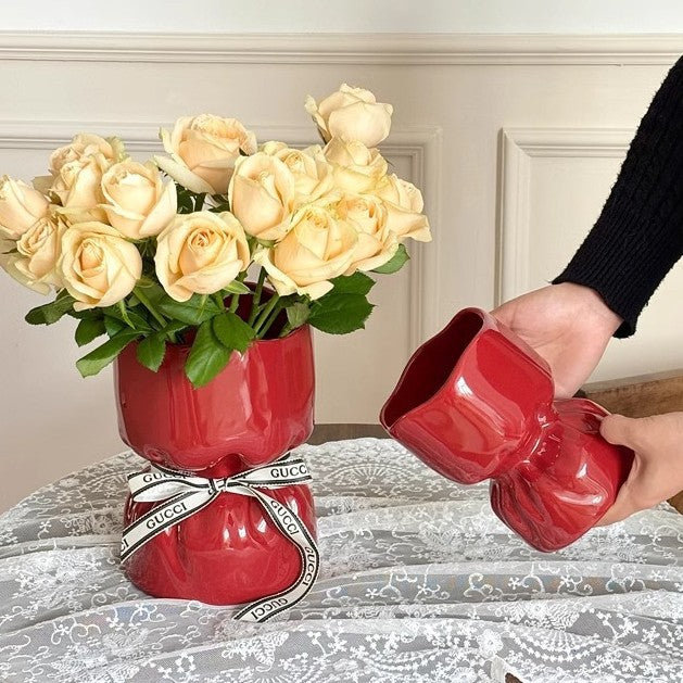 Artisan Handcrafted Ceramic Vase - Minimalist Home Decor with Stable Base(white)