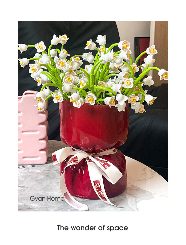 Artisan Handcrafted Ceramic Vase - Minimalist Home Decor with Stable Base(white)